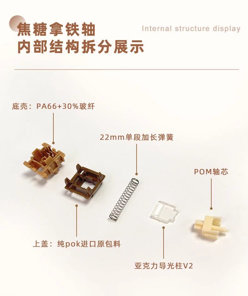 Вал 【顺丰】环诺aula狼蛛焦糖拿铁v2线性轴客制化热拔插机械五脚开关 Huano