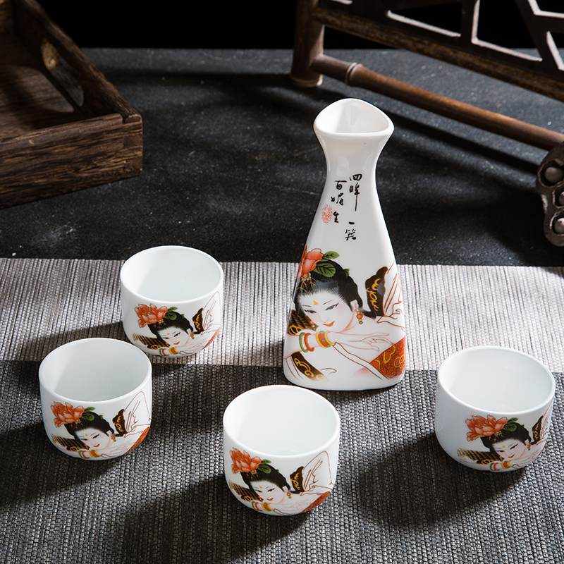 Jingdezhen Day-style liquor clear liquor Wine With Ceramic Sub-Wine Ware Suit Ancient Winewine Glass Wine Pot Wine Glass One Cup of wine