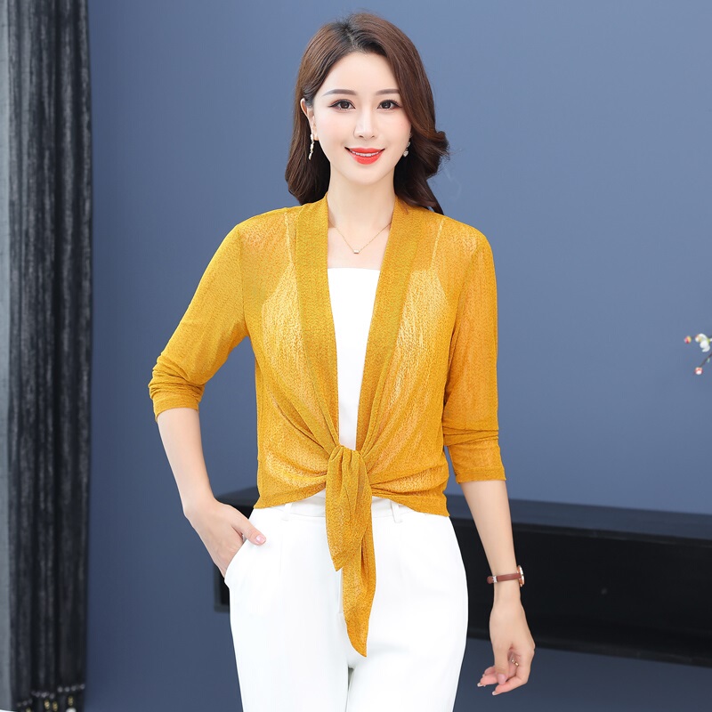 Trendy Short Long-Sleeved Shawl Cardigan for Women, Solid Color Versatile Tie-Up Small Cardigan, Plus-Size Sun Protection Vest Jacket Trendy Short Long-Sleeved Shawl Cardigan for Women, Solid Color Versatile Tie-Up Small Cardigan, Plus-Size Sun Protection Vest Jacket