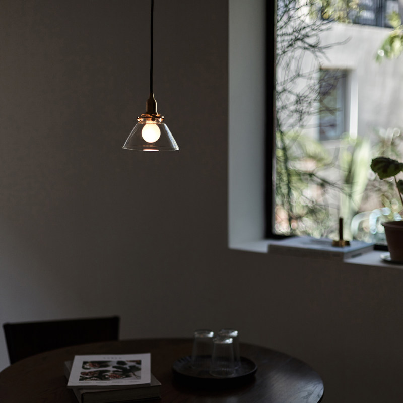 ALOTOF brass glass chandelier bar with small dining light