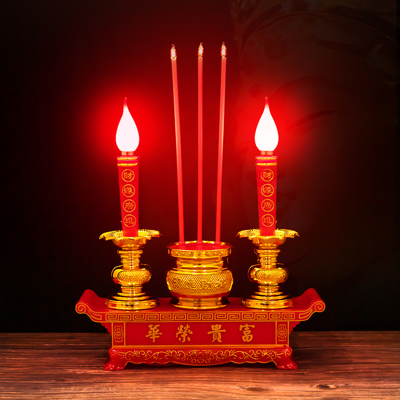 Plug in electric candles to worship the gods Home led electronic incense burner to offer candlesticks electronic incense candles dual-purpose Buddha lamps for the god of wealth