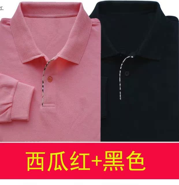 Mùa xuân nam áo thun dài tay cỡ lớn cotton giản dị ve áo trung niên tay dài áo thun nam màu đen áo polo đồng phục