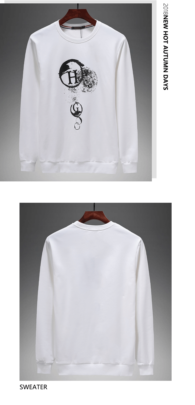 Áo len thể thao nam 2018 thu đông mới thời trang Hàn Quốc hoang dã cổ tròn tay dài sửa chữa áo áo hoodie loang màu