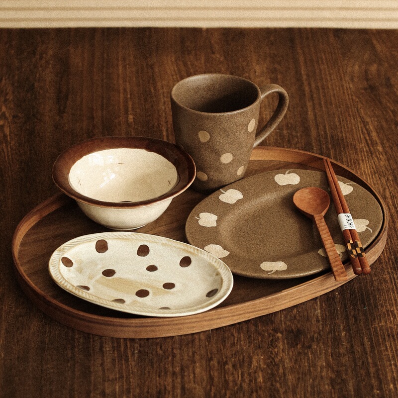 One-Person Dining Tableware Set Ritualistic Vintage Hand-Painted Coarse Pottery Ceramic Bowl and Plate Matching Set 021 One-Person Dining Tableware Set Ritualistic Vintage Hand-Painted Coarse Pottery Ceramic Bowl and Plate Matching Set 021