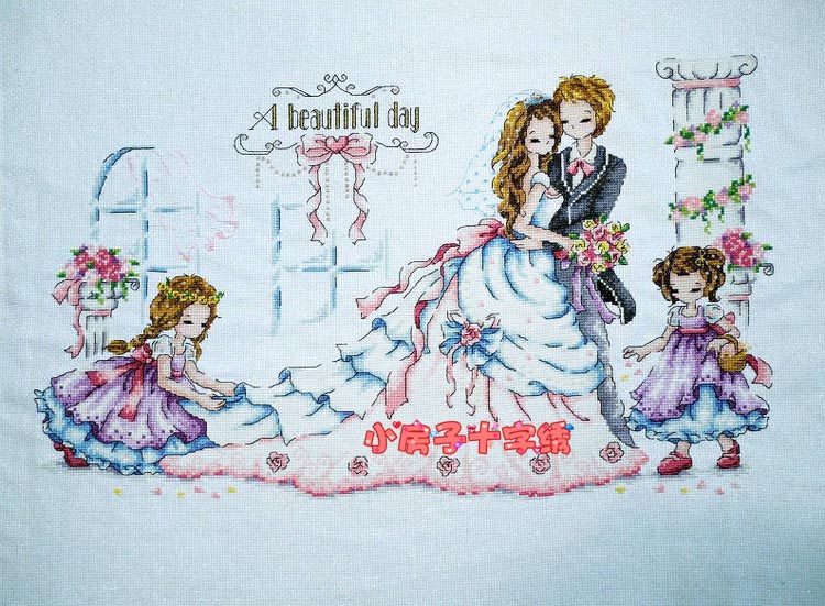 DMC Cross Stitch Kit-Romantic Wedding Beautiful Day (Beads Version) Festive Cartoon