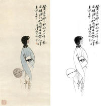 Meticulous painting white paper traditional characters female objects white paper Hu Yefo-HY25