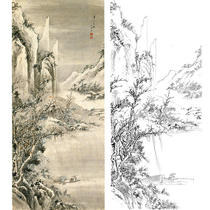 Meticulous painting line drawing draft Hu Yefo vertical landscape physical white paper hook line printing size optional-HY57