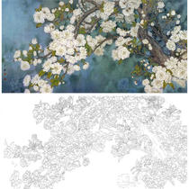  Gongbi painting white sketch print draft Zhou Zhongyao Garden March spring Zhengnong 68*137 Original large size with color map 761T