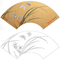  Gongbi painting white sketch background draft Fan surface orchid physical white paper print draft 66*33 with color map 242T