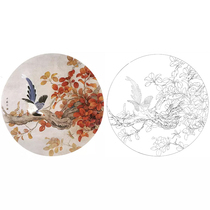 Meticulous painting drawing drawing drawing drawing physical printing Zhou Zhongyao flower and bird sketch 42*42 with color drawing 323T