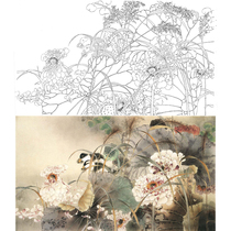 Meticulous painting hints Lotus Jia Guangjian 66*115 physical white paper printed manuscript with color picture 079T