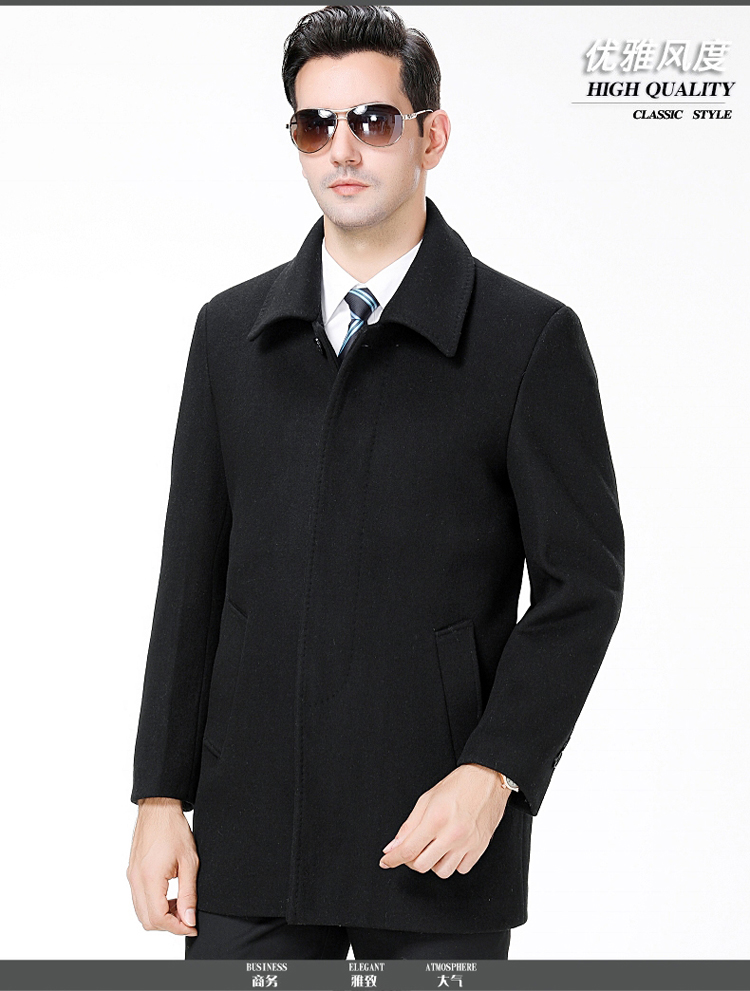 Giải phóng mặt bằng áo khoác cashmere thật thô lỗ cộng với nhung dày nam trung niên áo len dài áo bomber nam
