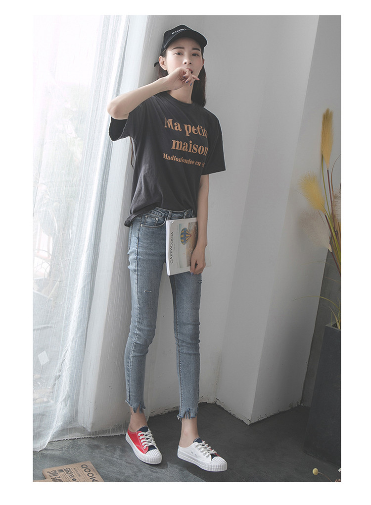 Mùa hè 2018 mới giày bốt nửa kéo nữ sinh viên Harajuku ulzzang một đôi giày lười giày hoang dã giầy đen nữ