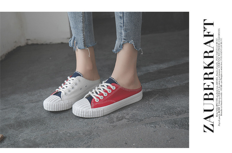 Mùa hè 2018 mới giày bốt nửa kéo nữ sinh viên Harajuku ulzzang một đôi giày lười giày hoang dã giầy đen nữ