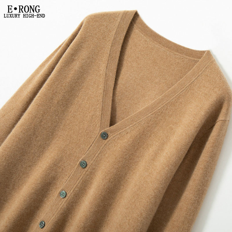 Cashmere Sweater Men's V-Neck Knitted Cardigan Spring & Fall Middle-Aged Business Casual Loose Sweater Jacket Top Large Size