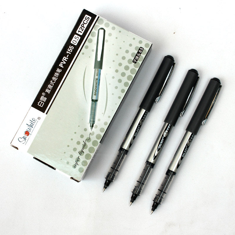 12 White Snow 155 Straight Liquid Type Water-based Ballpoint Pen 166 Signature pen Fountain Pen 0 5mm Stationery Wholesale