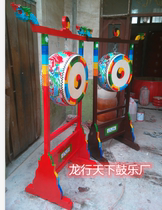 Gong and drum rack Hanging drum rack hanging gong rack wooden high-end drum rack painted pattern with gong and drum set