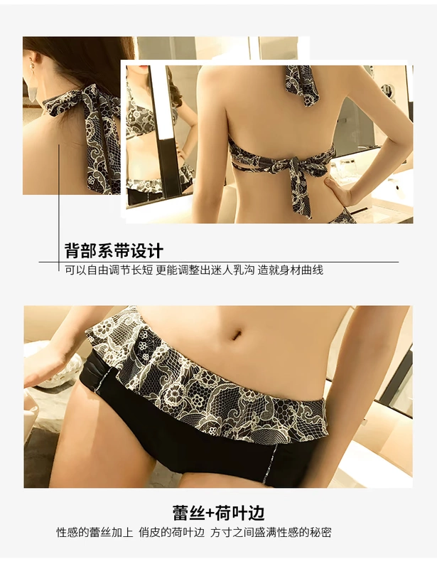 Áo tắm nữ bikini ba mảnh ngực nhỏ tụ tập 2018 mới gợi cảm Hàn Quốc mùa xuân nóng bỏng nhỏ áo tắm kỳ nghỉ - Bikinis