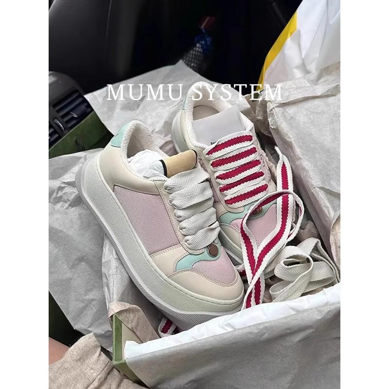 【Cece】Channel Version!! Thick-Soled Vintage-Style Dad Sneakers, Casual Sports Height-Increasing Dirty Shoes