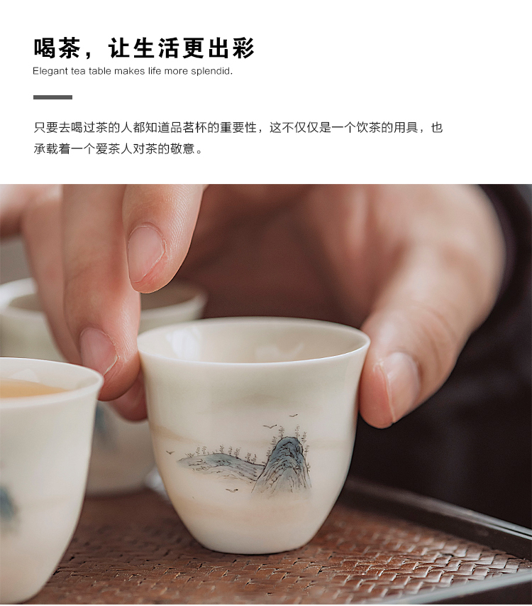 Jingdezhen hand - made scenery figure set of plant ash tea tureen manual set of kung fu tea tea