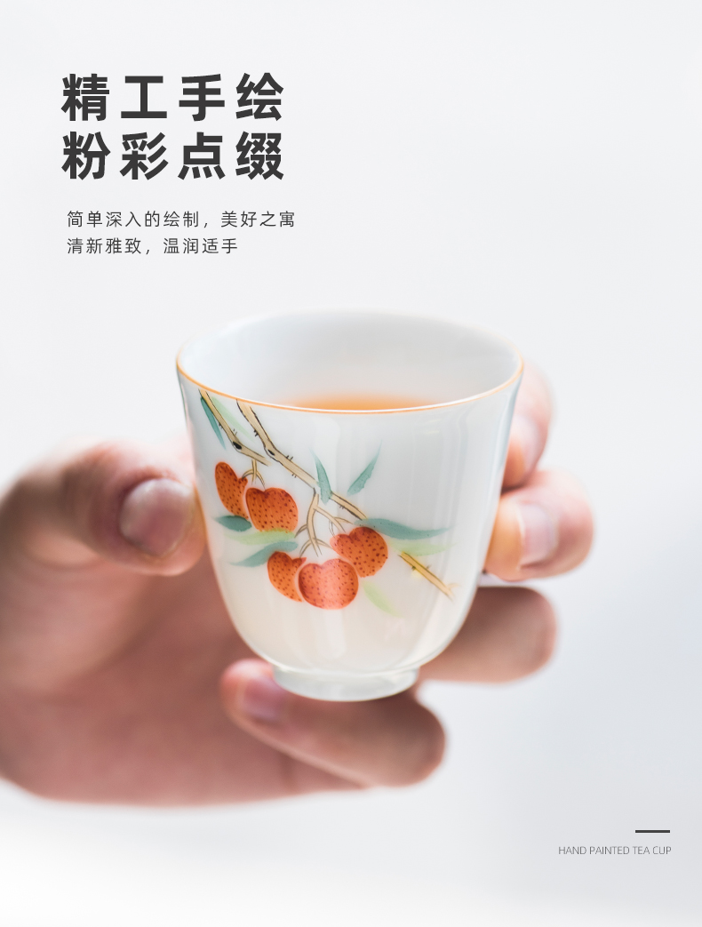 Jingdezhen ceramic kung fu tea set hand - made noggin thin body pure manual sample tea cup men and women master cup single CPU