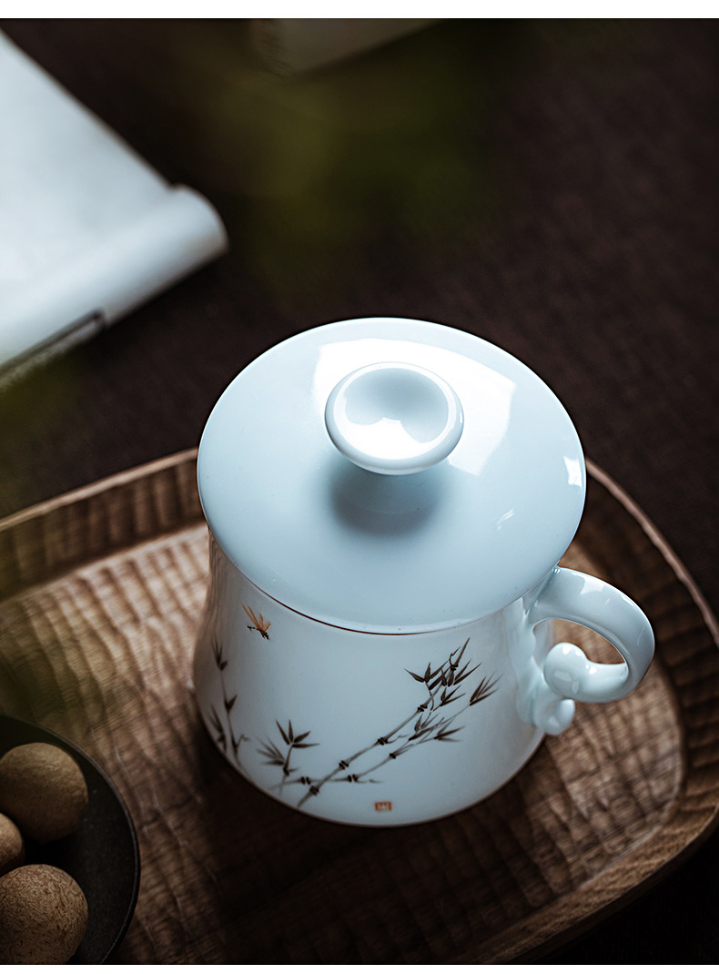 Contracted tea cup of ceramic filter cup with cover household water cup tea separation office cup kunfu tea cups