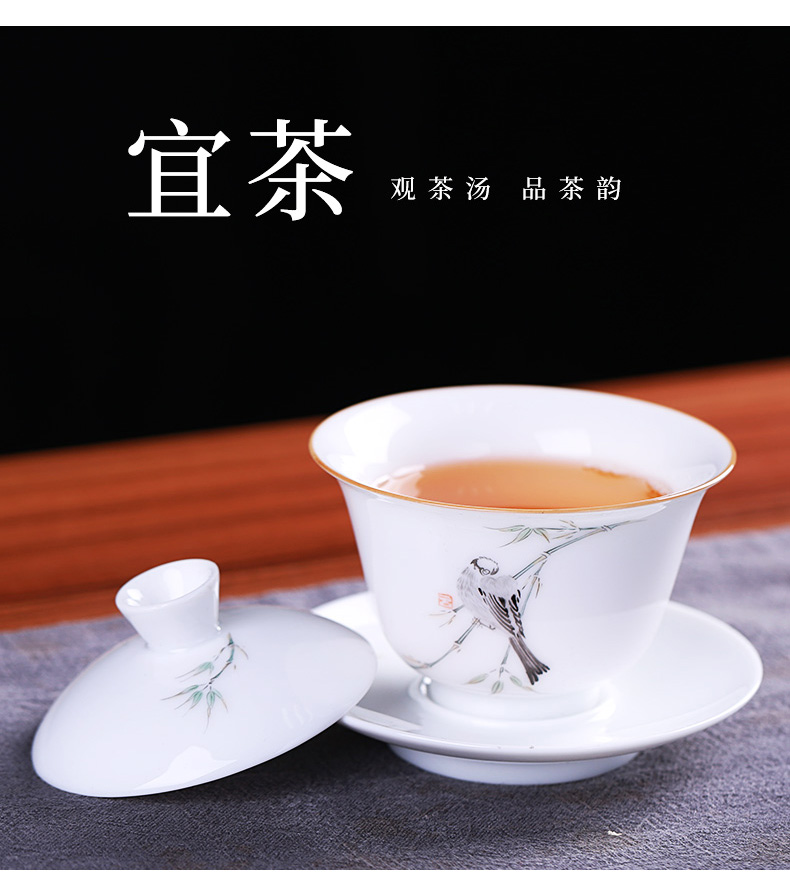 Jingdezhen hand - made ceramic kung fu tea set suit household tureen master cup sample tea cup tea set a complete set of gift boxes