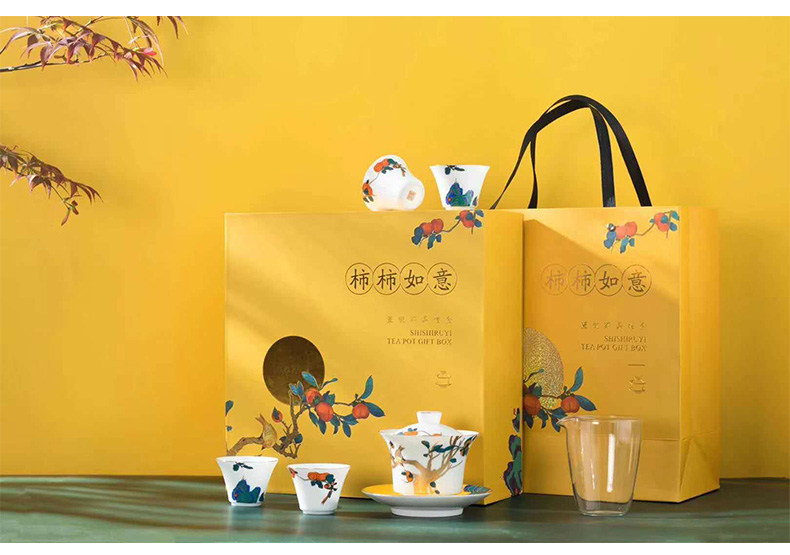 Jingdezhen ceramic tea set home three just kunfu tea tureen tea white porcelain teacup office receive a visitor the ritual