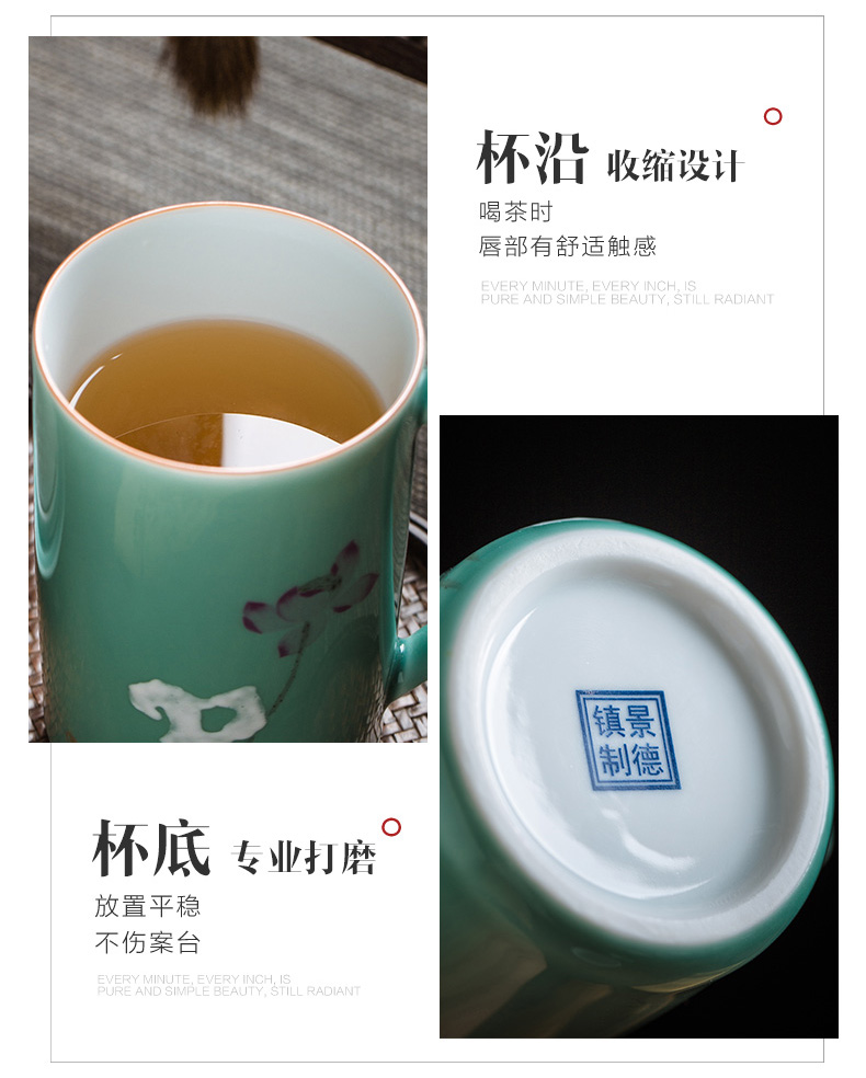 Jingdezhen hand - made tea cups with cover household ceramics filter cup tea separate office cup of cup tea cups