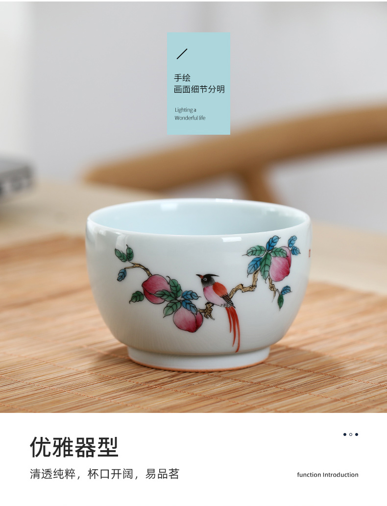 Jingdezhen ceramic powder enamel creative hand - made of pu 'er tea cups household glass and single cup cup kung fu