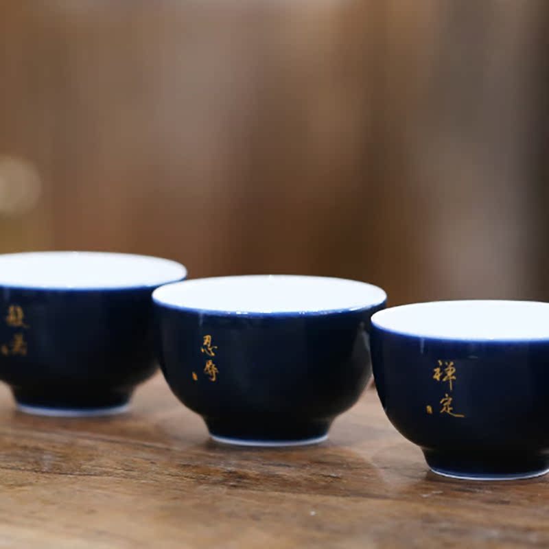 Kung fu tea master of jingdezhen ceramic large individual single cup sample tea cup tea offering blue, pure checking out the tea