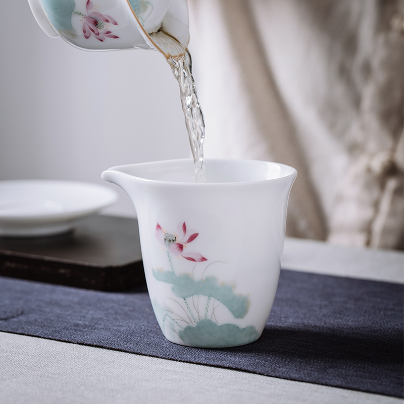 White porcelain fair points tea device against the hot cup of pure hand - made teacup a single large capacity of jingdezhen kung fu tea accessories