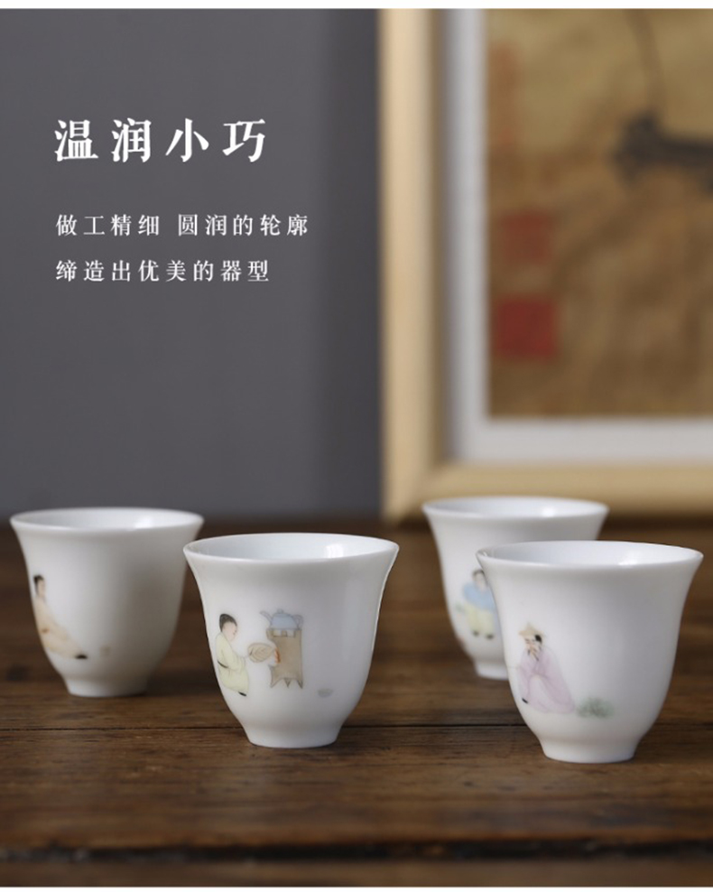 White porcelain hand - made suet jade master cup single cup small ceramic cups sample tea cup household kung fu tea sets tea pot
