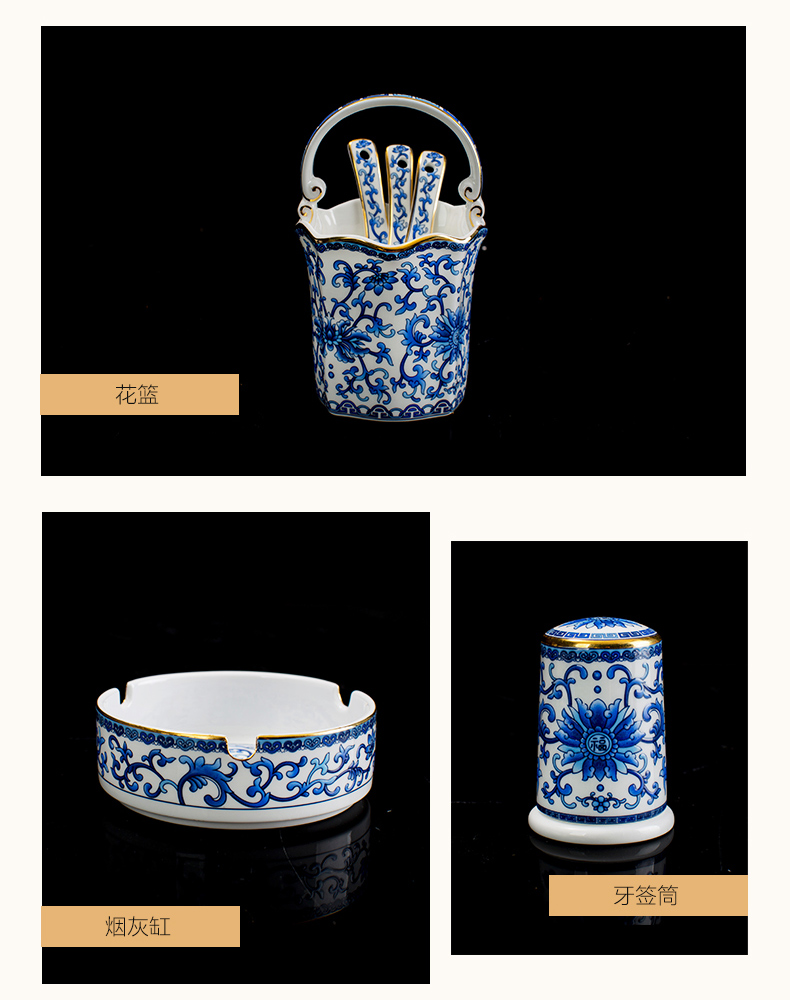 Dishes suit household ipads porcelain tableware jingdezhen high - grade court central American colored enamel key-2 luxury club gifts