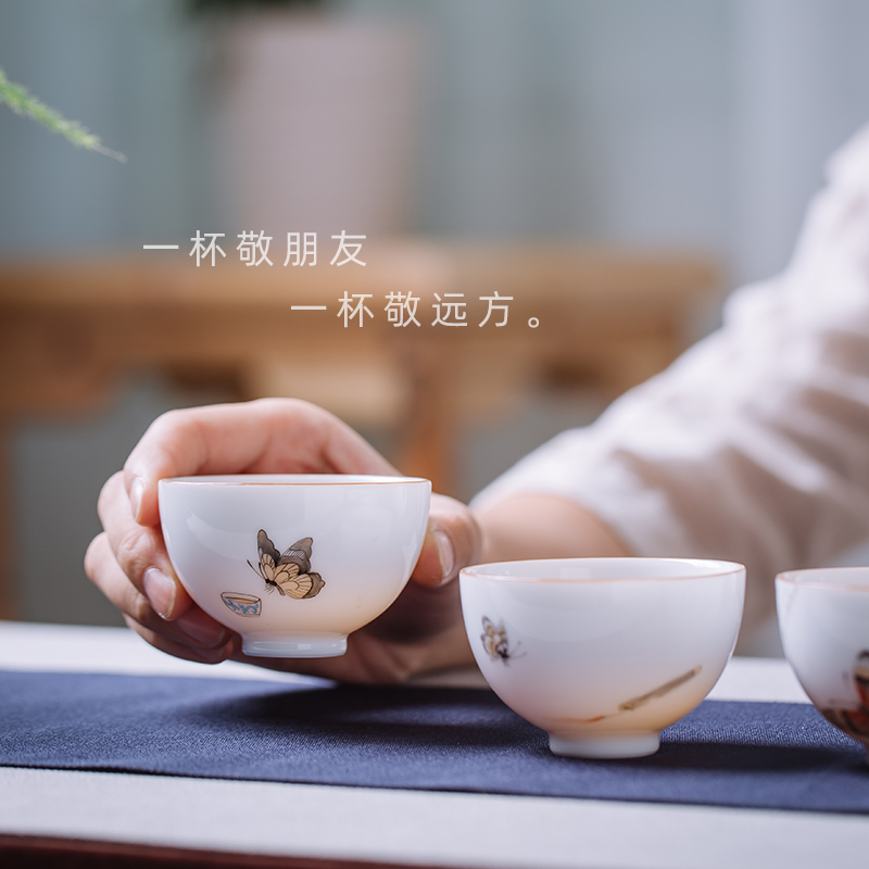 Jingdezhen master cup of pure hand - made single CPU checking sample tea cup white porcelain tea cups a single large household