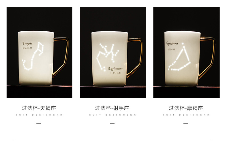 Jingdezhen ceramic keller cups exquisite hand - made paint simple glass coffee cup the zodiac couples