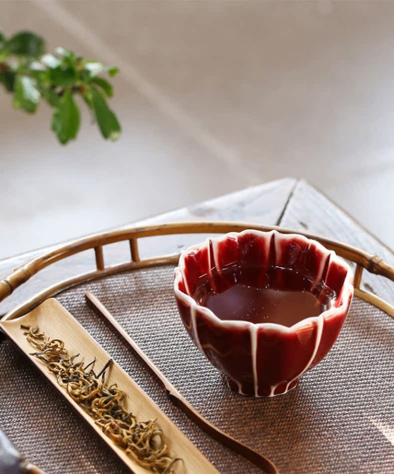 Undressed ore ruby red glaze jingdezhen ceramic cups kung fu tea tea, pure manual single cup sample tea cup master CPU