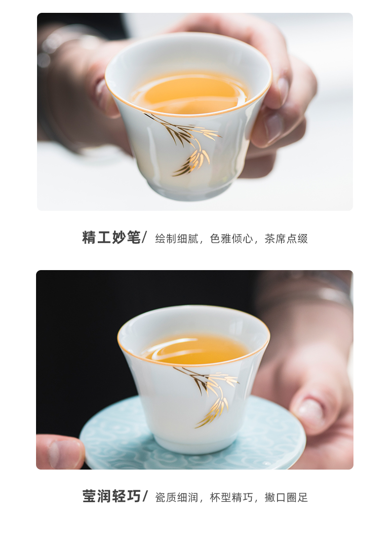 Jingdezhen ceramic kung fu tea set hand - made noggin thin body pure manual sample tea cup men and women master cup single CPU