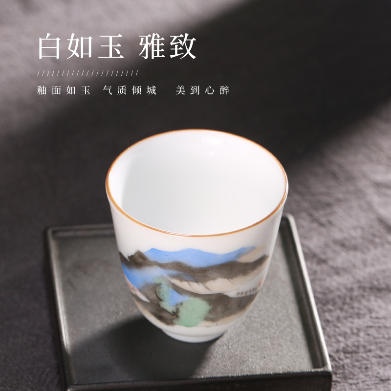 Jingdezhen hand - made ceramic kung fu tea set suit household tureen master cup sample tea cup tea set a complete set of gift boxes