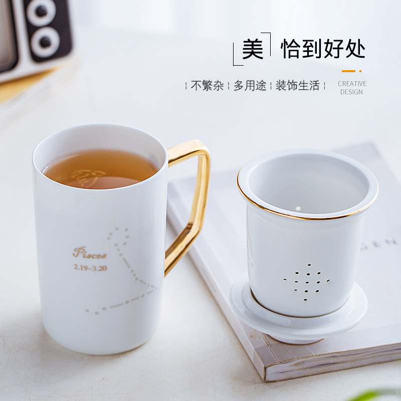 Jingdezhen paint and exquisite ceramic filter cups tea cup office cup cup with cover the zodiac mugs