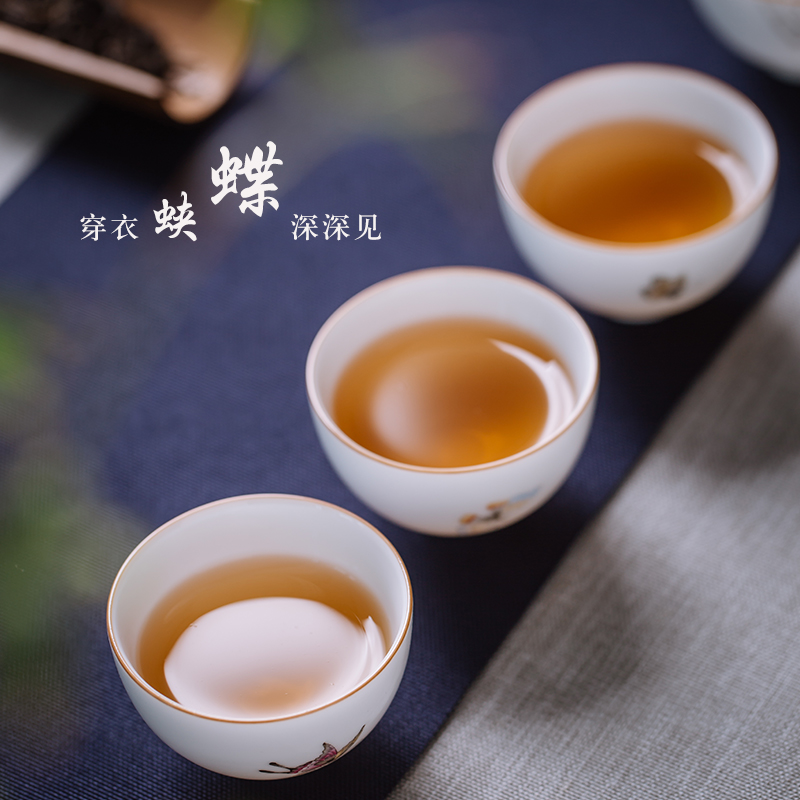 Jingdezhen master cup of pure hand - made single CPU checking sample tea cup white porcelain tea cups a single large household