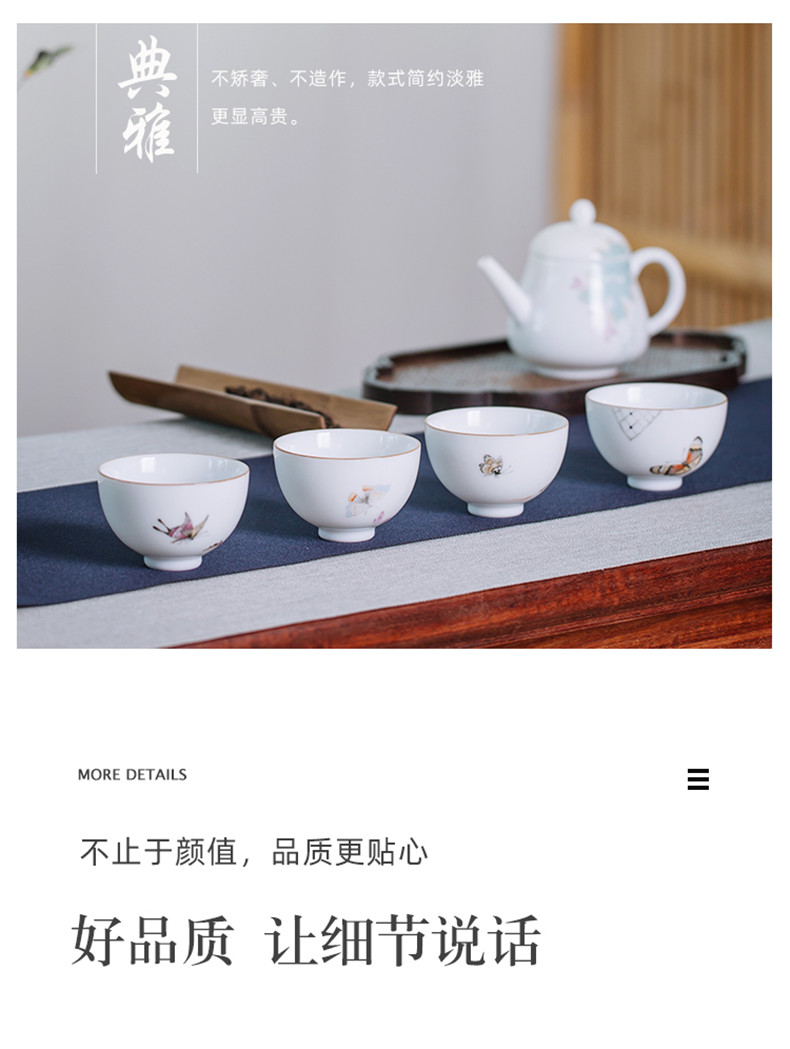 Jingdezhen master cup of pure hand - made single CPU checking sample tea cup white porcelain tea cups a single large household