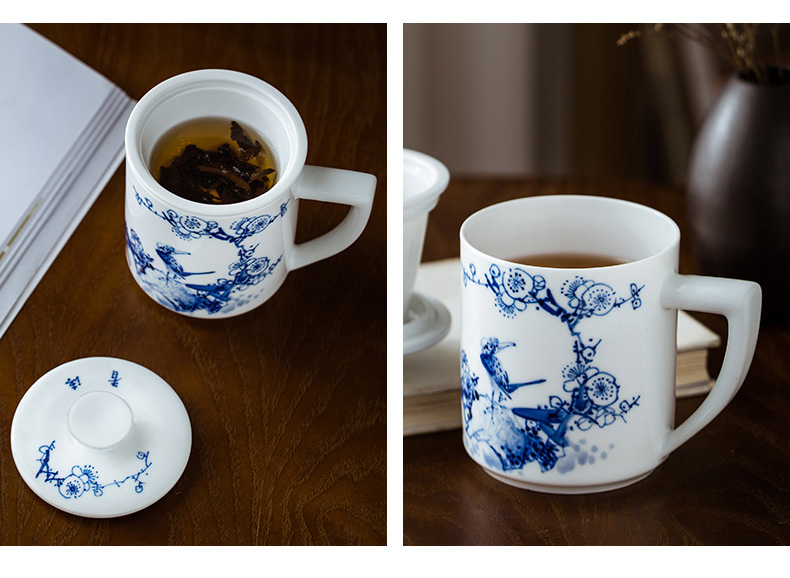 Jingdezhen porcelain teacup hand - made porcelain ceramic filter cup large tea cup with a cover version of a cup of tea