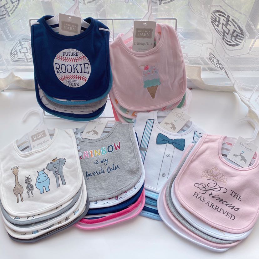 United States Hudson Baby male and female children baby cotton double velcro triangle towel saliva shoulder waterproof bib
