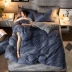 San hô lông cừu giường bốn mảnh bông flannel mùa đông dày pha lê chăn tấm ba mảnh bộ chăn ga gối đệm cưới đẹp Bộ đồ giường bốn mảnh