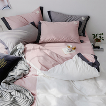 Net red washing cotton bedding cotton four-piece cotton girl bed sheet quilt cover student dormitory three-piece set