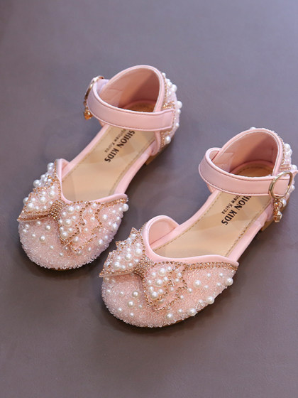 女童鞋公主鞋2024春季新款儿童鞋子小皮鞋宝宝闪亮水晶鞋春夏凉鞋