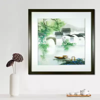Xiangxiu Jiangnan Water Village Scene Pure Hand Embroidery