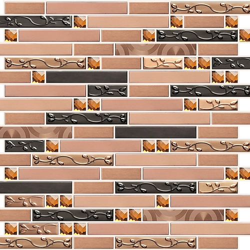 KASARO Стеклянная самоклеющаяся мозаика из нержавеющей стали на стену, зеркальный эффект