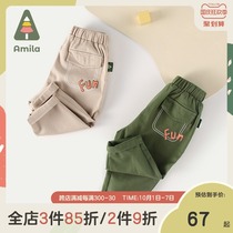 Amila childrens clothing boys casual pants spring new baby loose pants children Foreign style Spring and Autumn wear pants